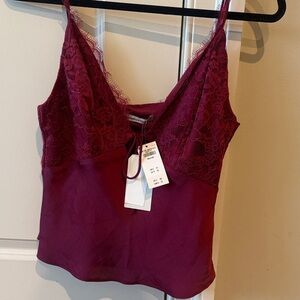 Abercrombie & Fitch Burgundy Lace Cami Top